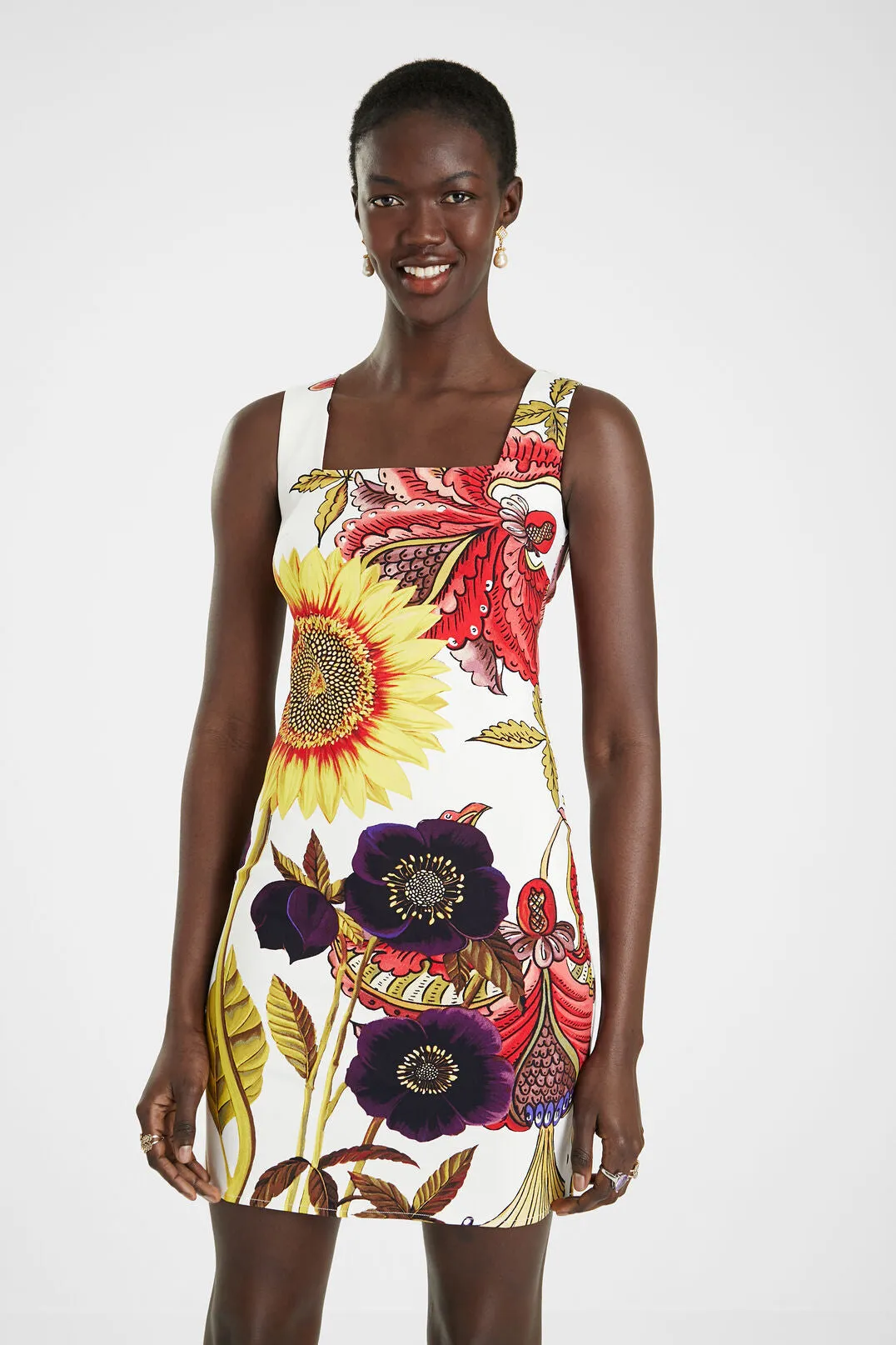 Sleeveless Sunflower Tank Dress - Glen