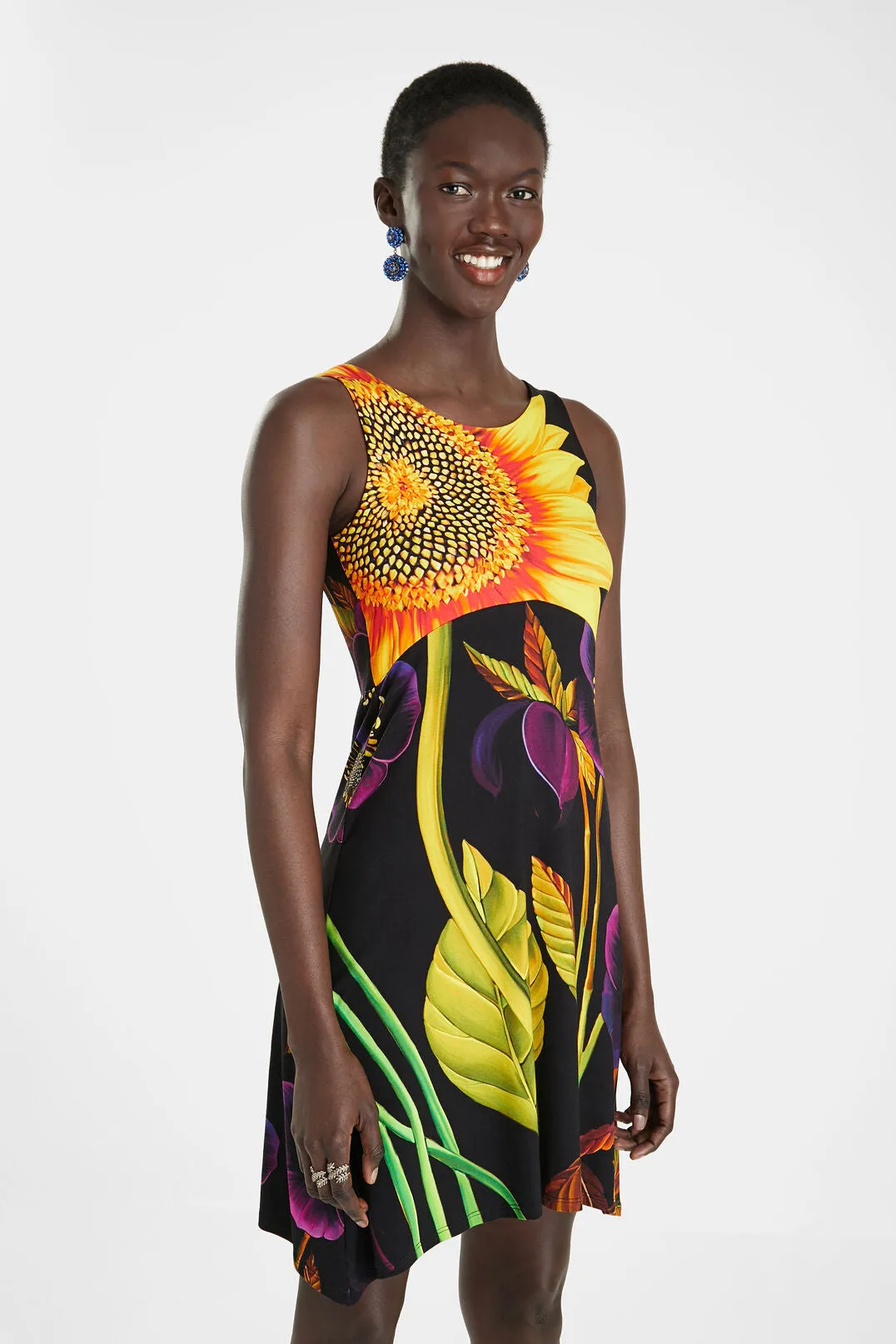 Sleeveless Sunflower Tank Dress - Marlon