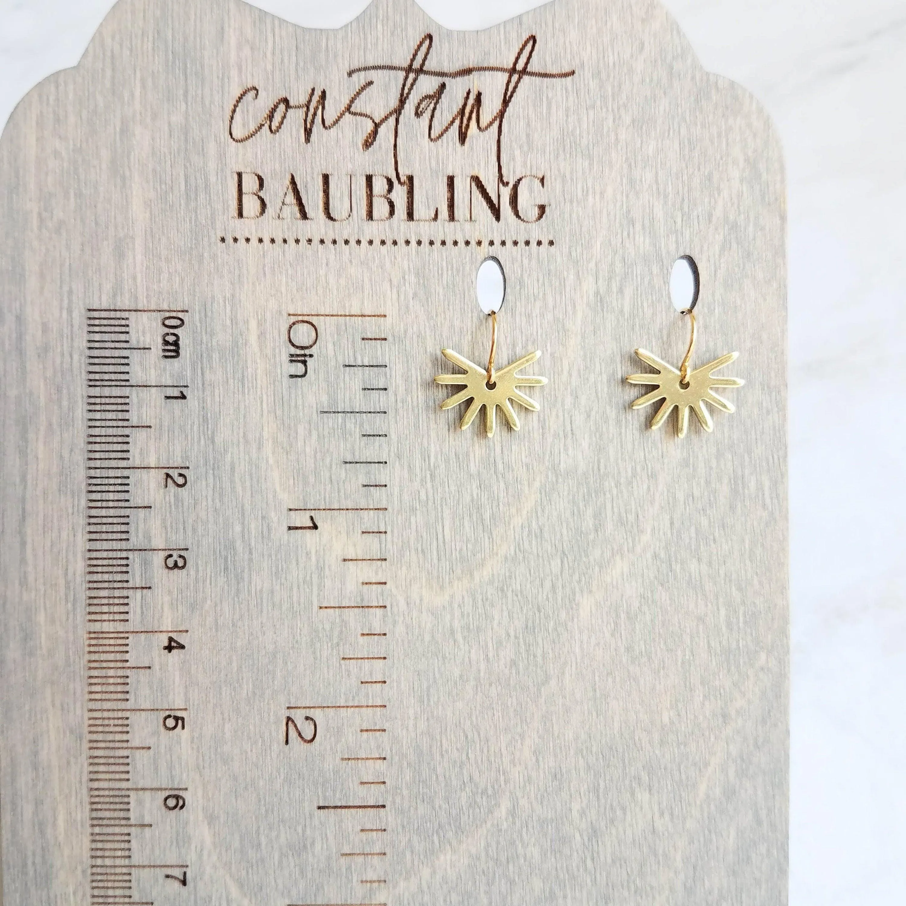 Small Gold Sun Earrings, sun ray earring, sunshine earring, little sun earring, gold gear earring, gold snowflake, sunny day earring, happy