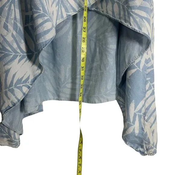 Soft Surroundings Blue Palm Print High Low Tencel Wrap Skirt Large