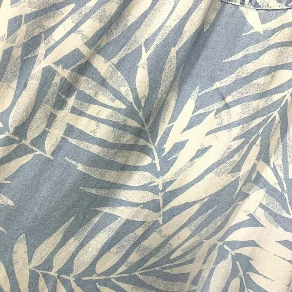 Soft Surroundings Blue Palm Print High Low Tencel Wrap Skirt Large