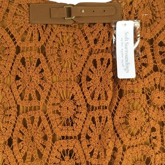 Soft Surroundings Crochet Skirt Size Medium Semsi Wrap Burnt Orange BOHO NEW