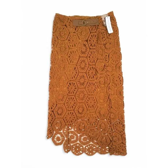 Soft Surroundings Crochet Skirt Size Medium Semsi Wrap Burnt Orange BOHO NEW