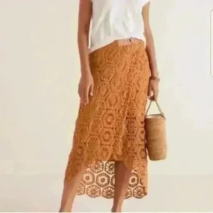 Soft Surroundings Crochet Skirt Size Medium Semsi Wrap Burnt Orange BOHO NEW