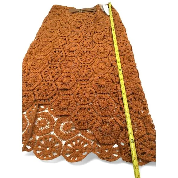 Soft Surroundings Crochet Skirt Size Medium Semsi Wrap Burnt Orange BOHO NEW
