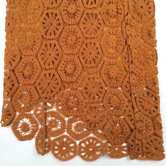 Soft Surroundings Crochet Skirt Size Medium Semsi Wrap Burnt Orange BOHO NEW