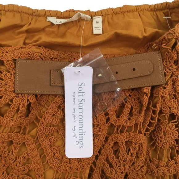 Soft Surroundings Crochet Skirt Size Medium Semsi Wrap Burnt Orange BOHO NEW