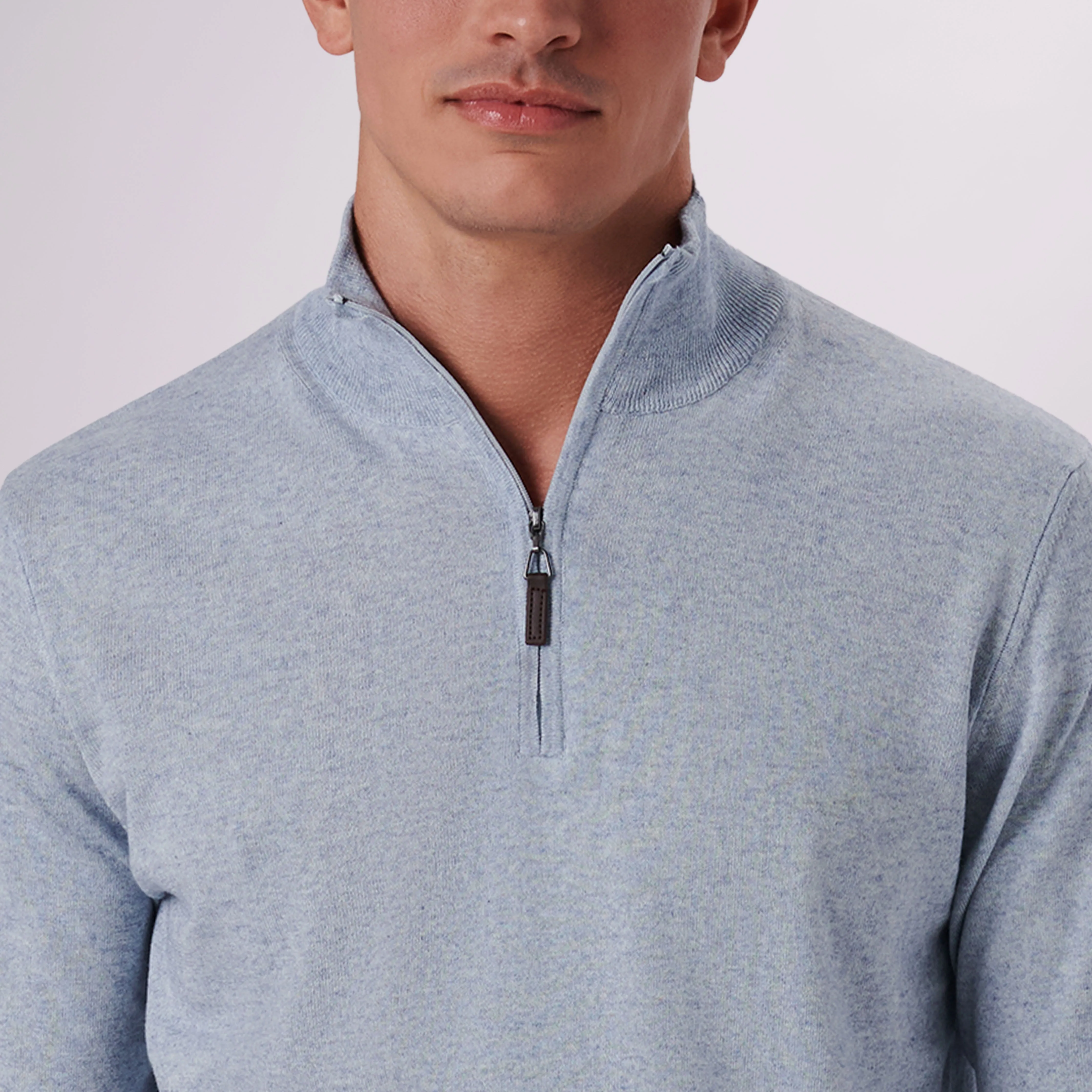 Solid Cotton Cashmere Quarter Zip Sweater