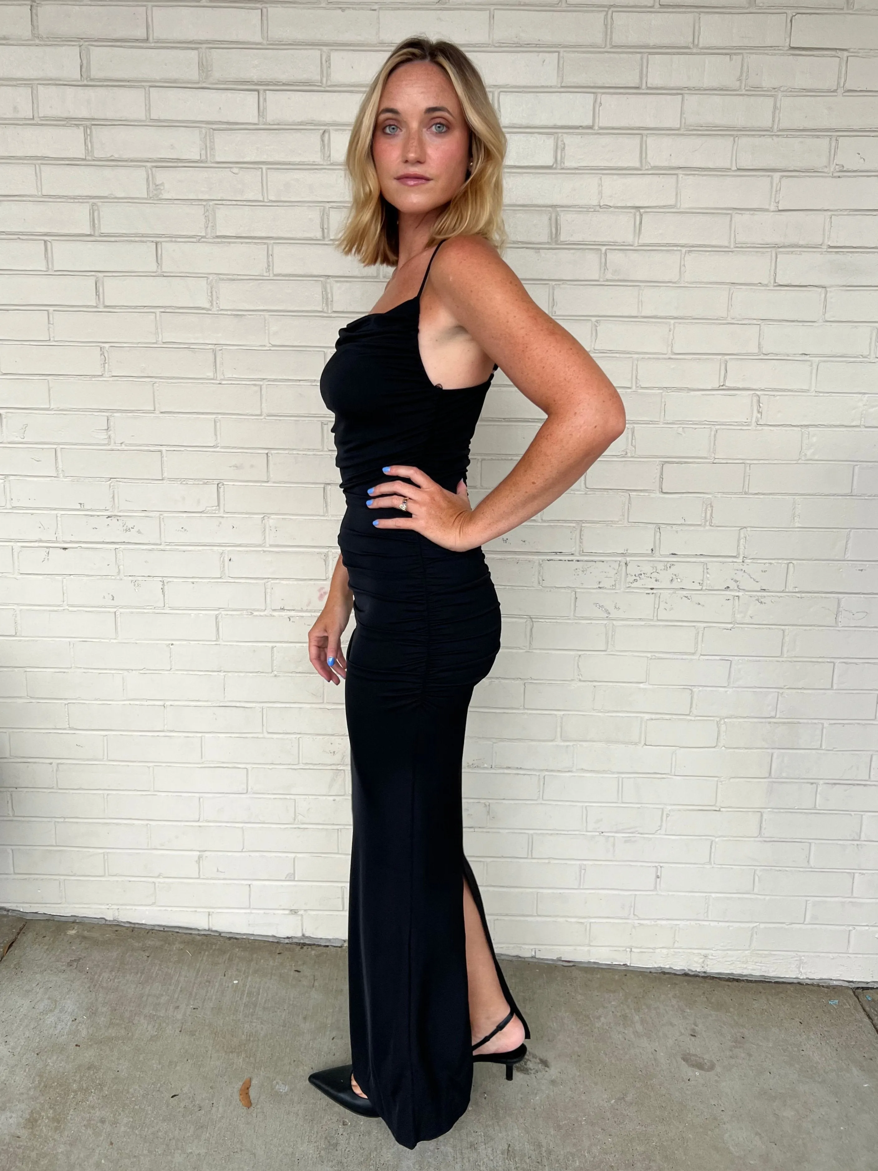 Special Sleeveless Ruched Maxi Dress