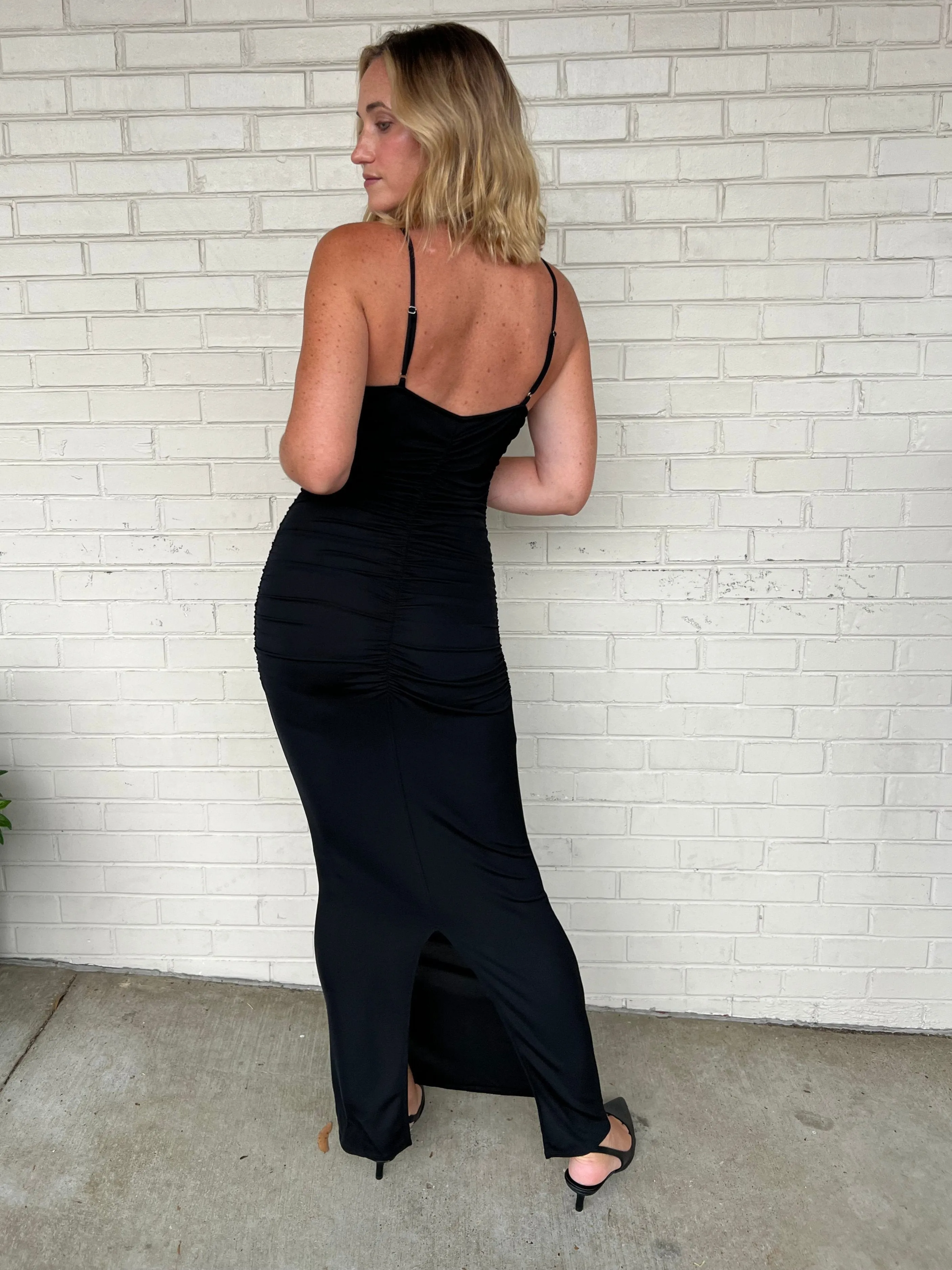Special Sleeveless Ruched Maxi Dress