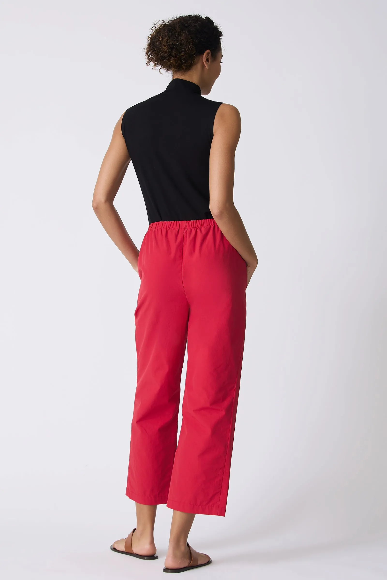 Split Hem Capri - Red Broadcloth