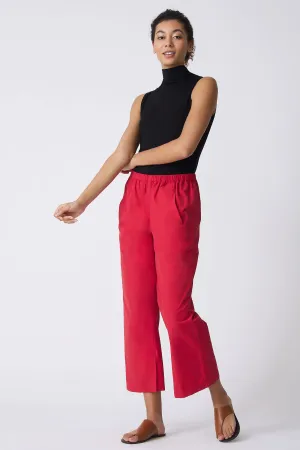 Split Hem Capri - Red Broadcloth