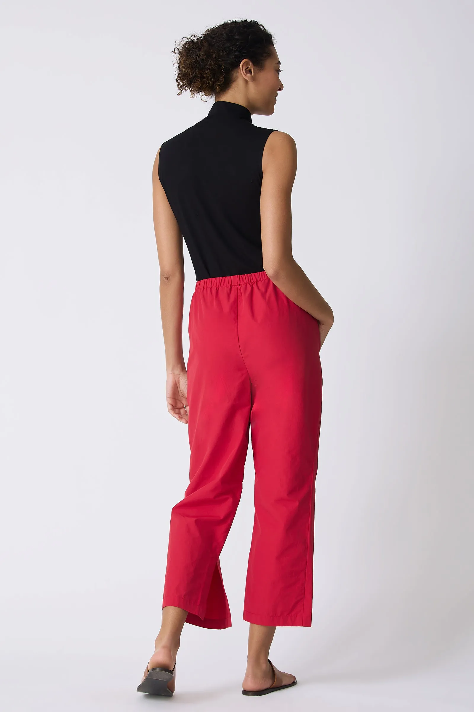 Split Hem Capri - Red Broadcloth