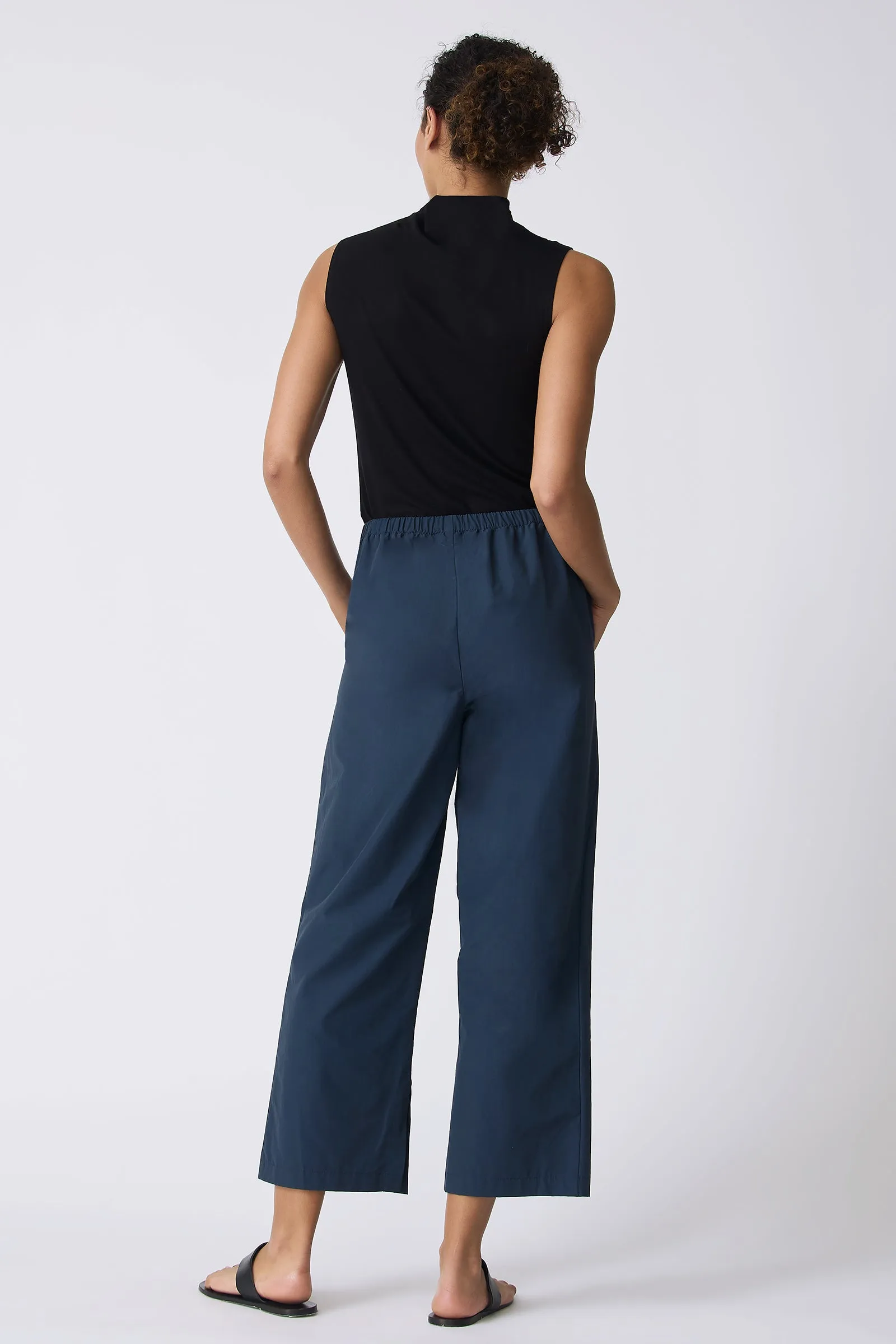 Split Hem Capri - Summer Navy Broadcloth