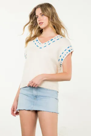 SS VNECK KNIT TOP