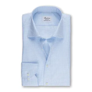 Stenstroms - Checked Twill Shirt - Light Blue & White