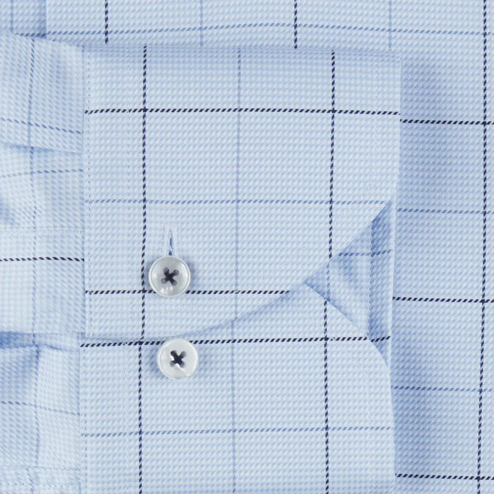 Stenstroms - Checked Twill Shirt - Light Blue