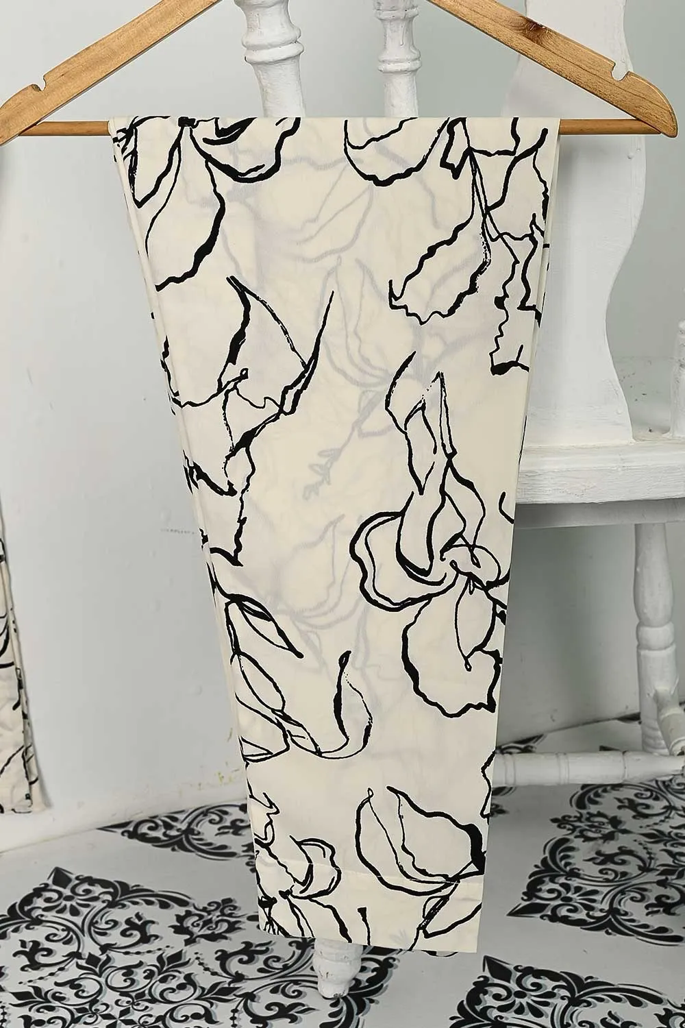 STP-124A-Cream -  2PC GEORGETTE CREPE DIGITAL PRINTED STITCHED
