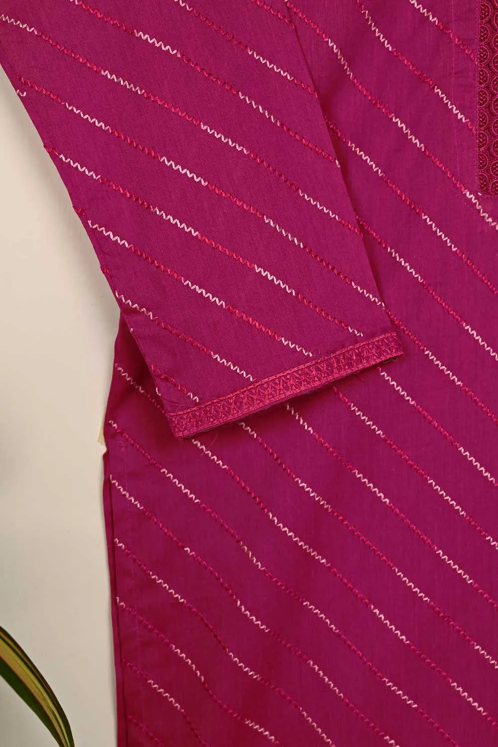 STP-175C-Fuchsia 2PC EMBROIDERED COTTON