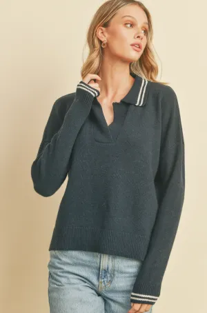 Stripe Polo Sweater