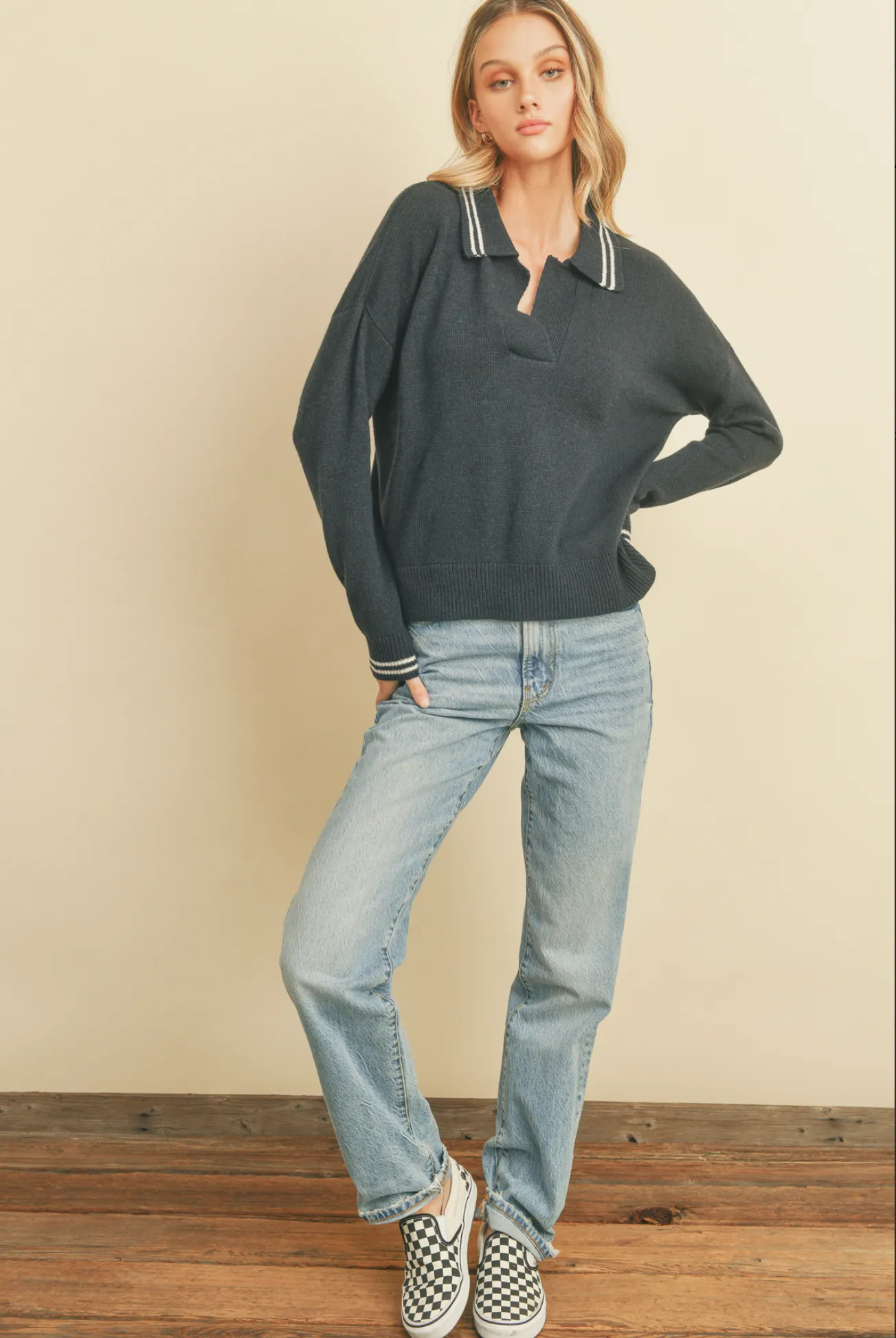 Stripe Polo Sweater