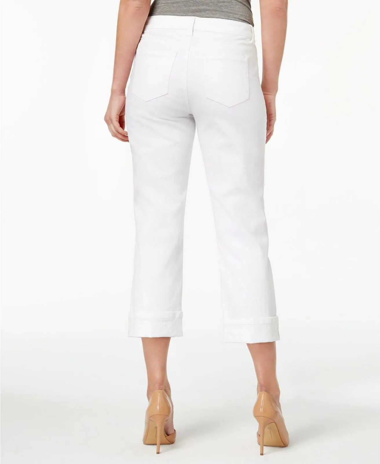 Style & Co. Women's Curvy Cuffed Capri Jeans White 14