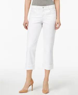 Style & Co. Women's Curvy Cuffed Capri Jeans White 14