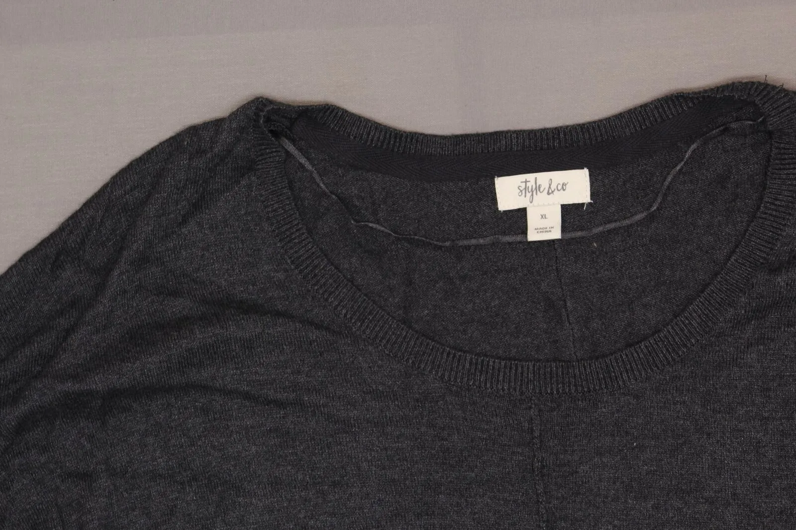 Style & Co. Women's Tie-Hem Sweater Black Heather XL