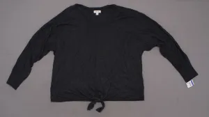 Style & Co. Women's Tie-Hem Sweater Black Heather XL