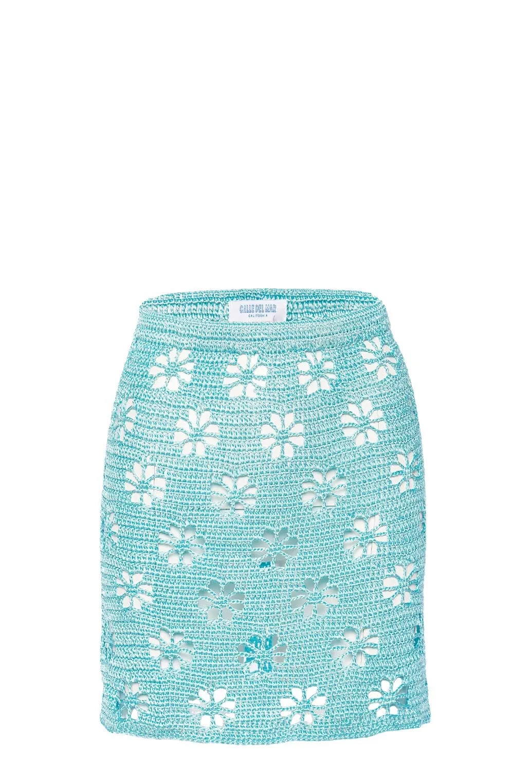 Summer Sky Floral Crochet Mini Skirt