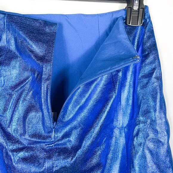 Superdown Charmaine Wrap Mini Skirt Cobalt Blue Metallic Sz XS