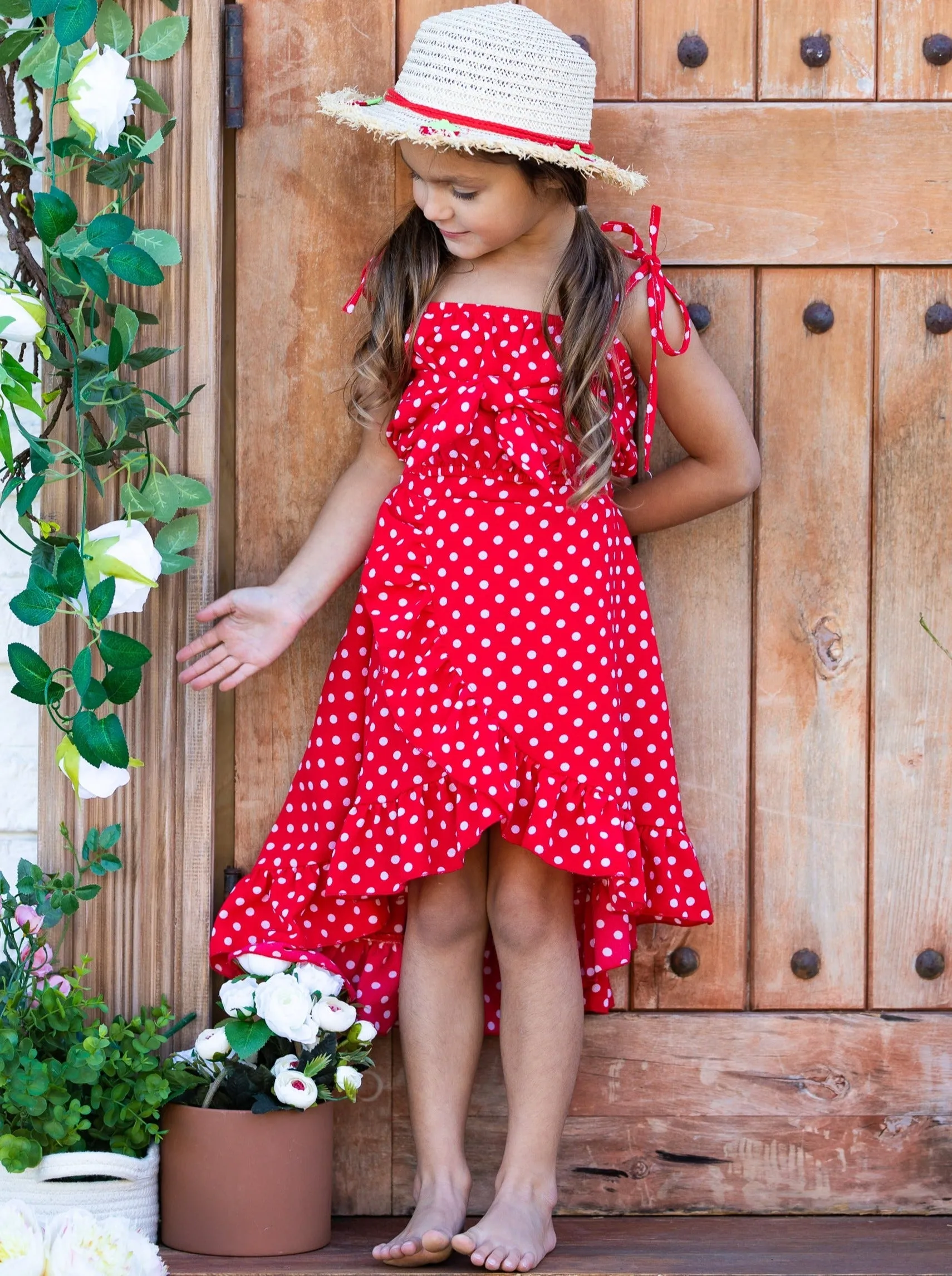 Sweet Little Dot Crop Top and Wrap Skirt Set