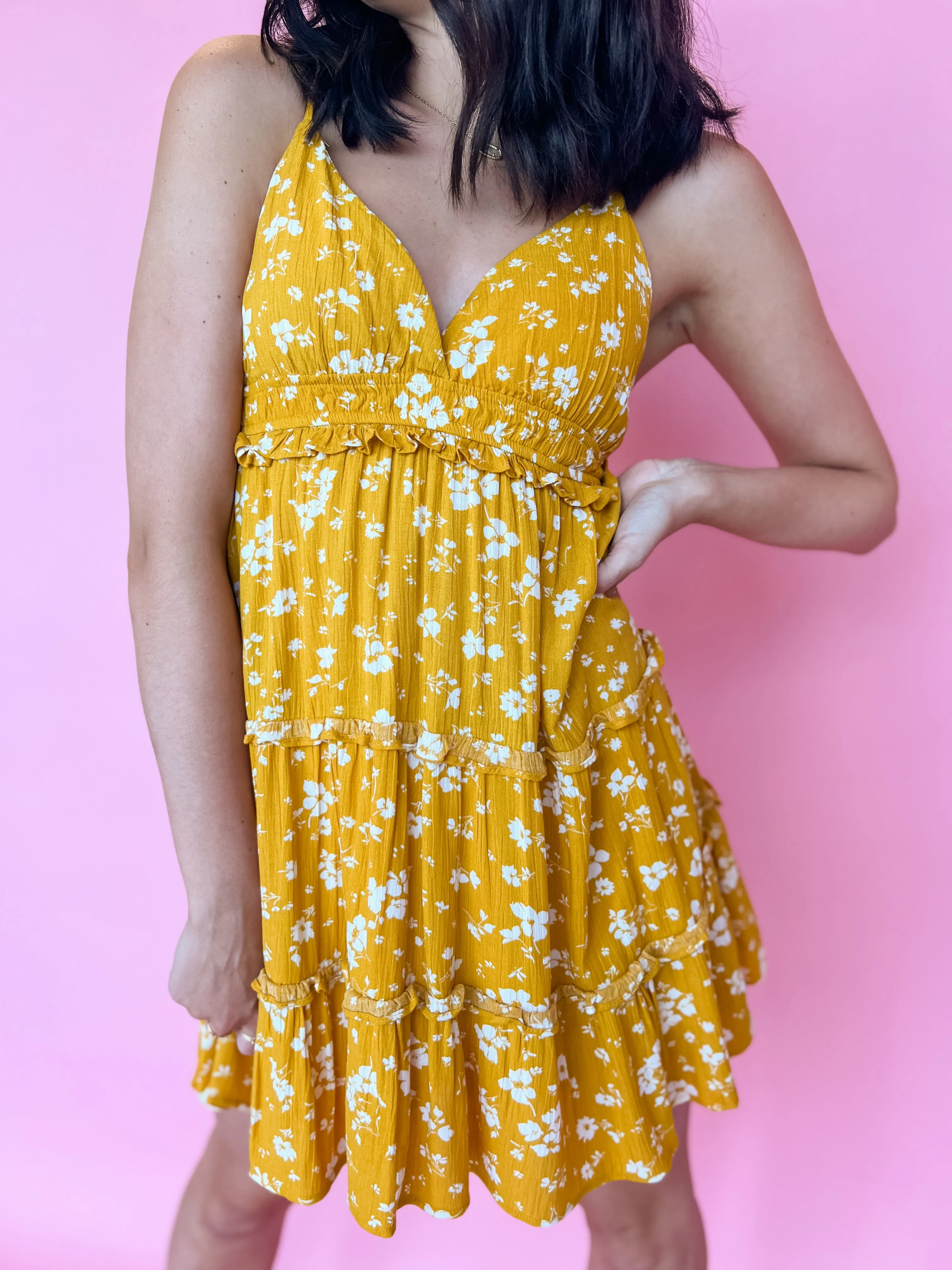 Sydney Floral Mini Dress - Yellow