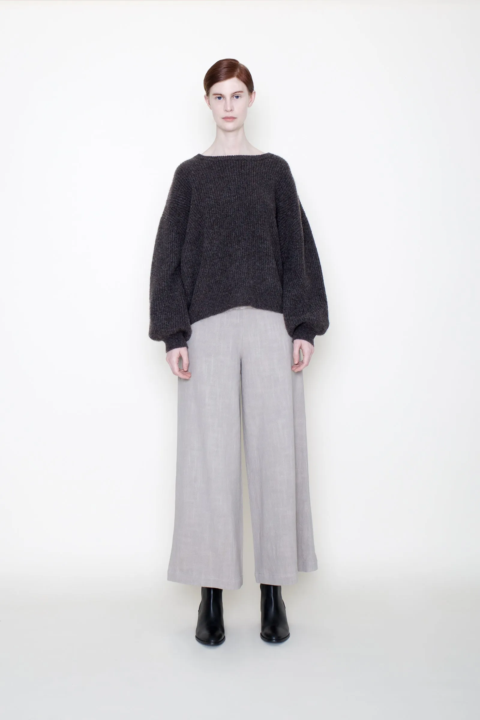 Szeki Poet Sleeve Ribbed Cotton Sweater