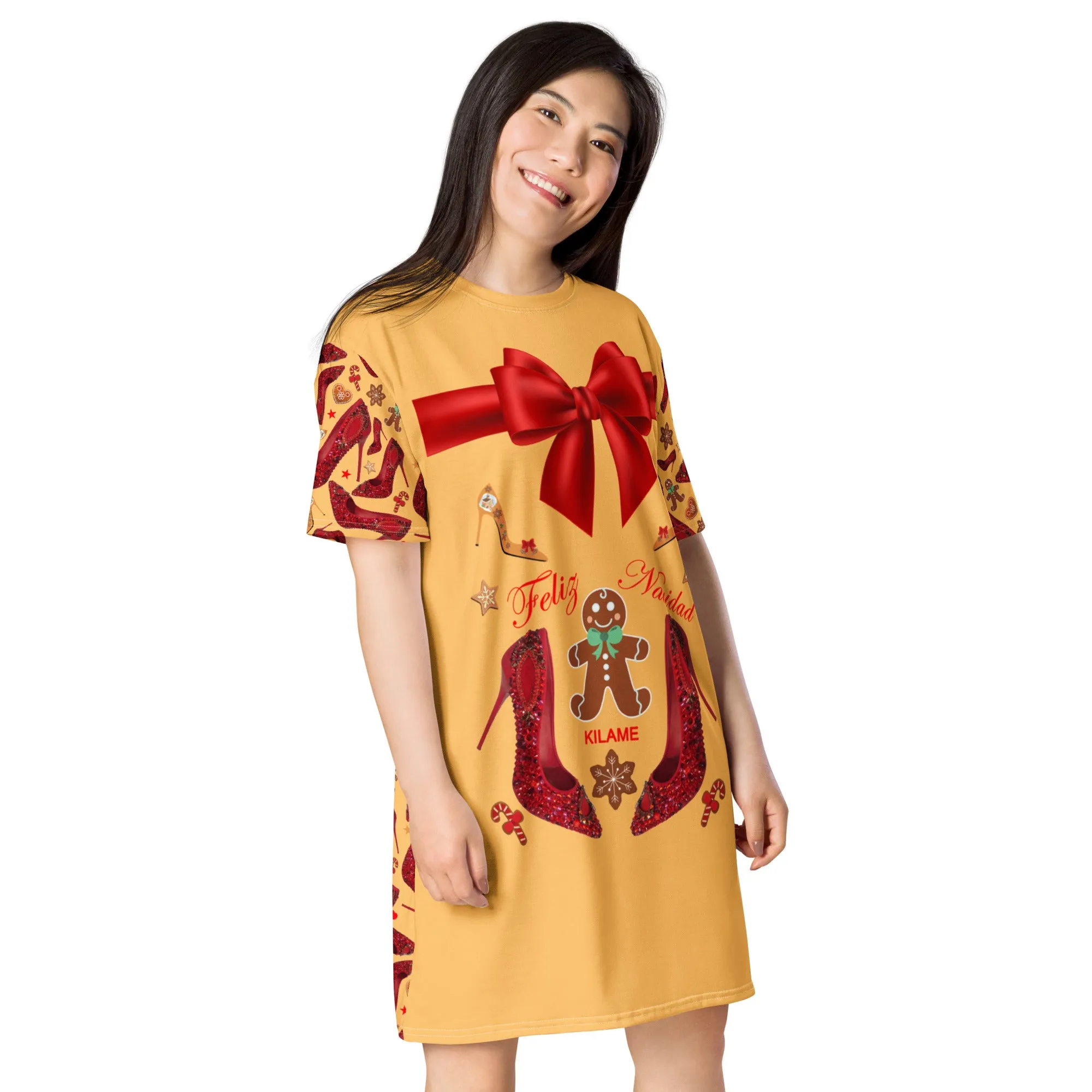 T-shirt dress 'Feliz Navidad'