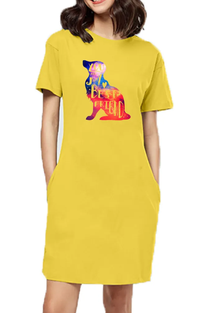 T-shirt Dress With Pockets - Best Fur-Ends Forever (4 Colours) (Slim Fit)