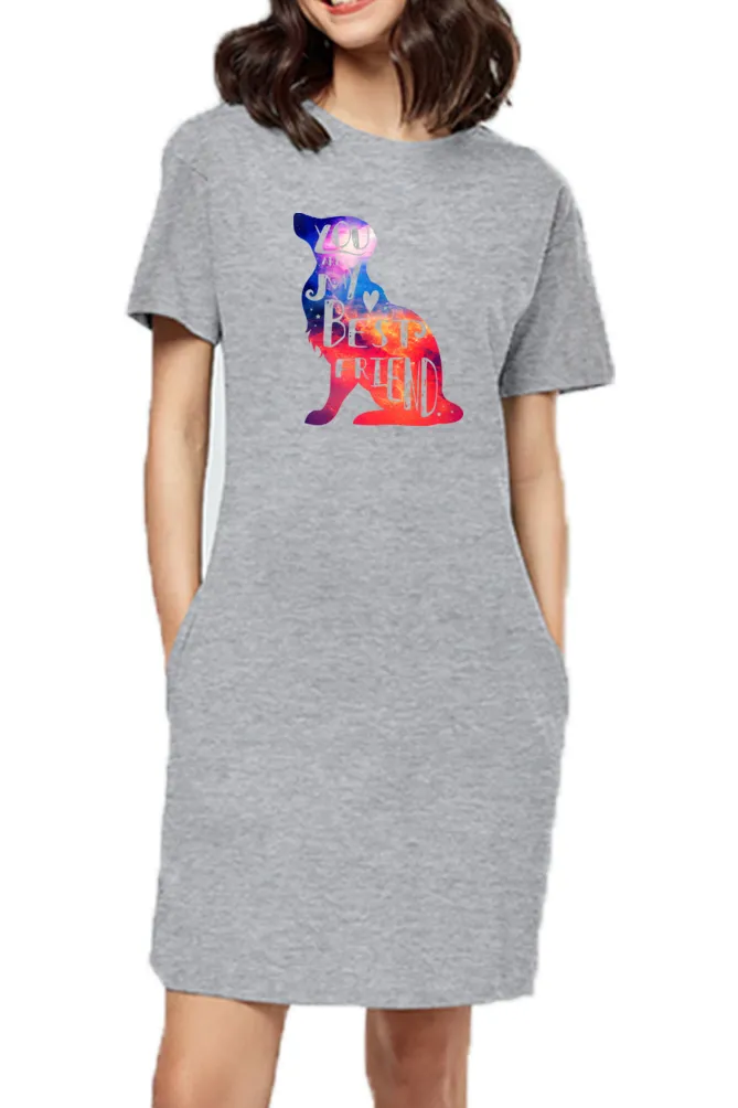 T-shirt Dress With Pockets - Best Fur-Ends Forever (4 Colours) (Slim Fit)