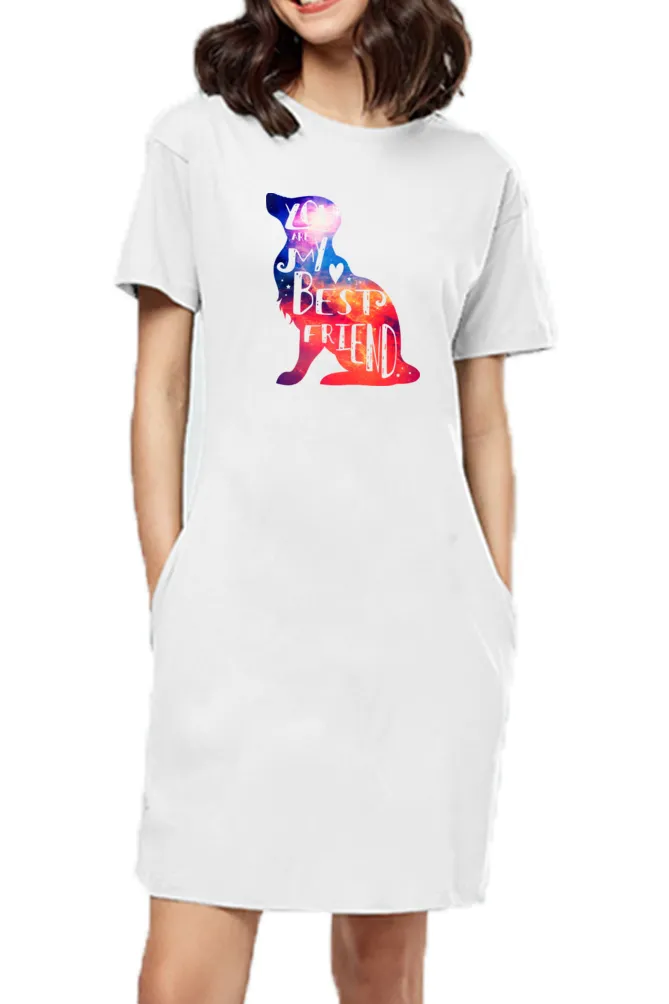 T-shirt Dress With Pockets - Best Fur-Ends Forever (4 Colours) (Slim Fit)