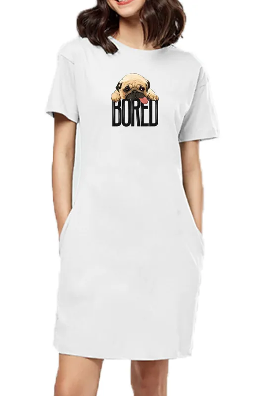 T-shirt Dress With Pockets - Bored Pug Baby (3 Colours) (Slim Fit)