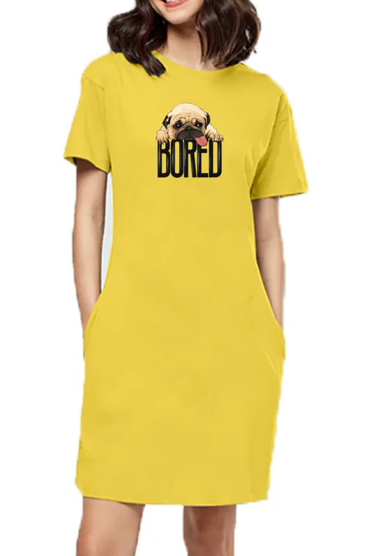 T-shirt Dress With Pockets - Bored Pug Baby (3 Colours) (Slim Fit)