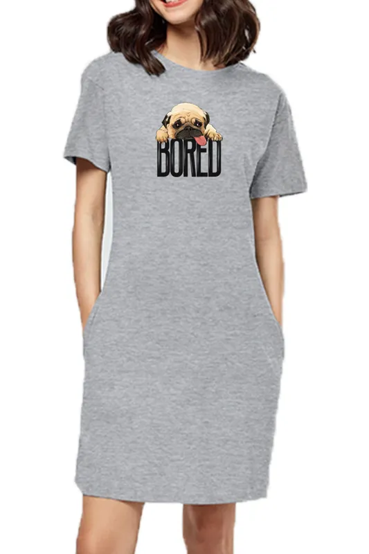 T-shirt Dress With Pockets - Bored Pug Baby (3 Colours) (Slim Fit)