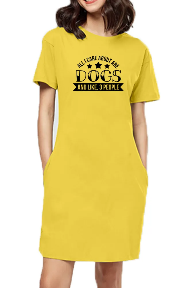 T-shirt Dress With Pockets - Dogs Are My Life (3 Colours) (Slim Fit)