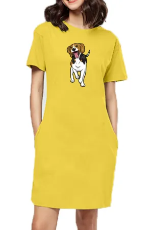 T-shirt Dress With Pockets - Fun Loving Beagle (6 Colours) (Slim Fit)