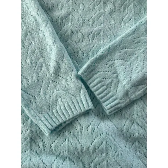 Talbots Pointelle Crewneck Sweater Light Blue Women's Plus 1X NWT