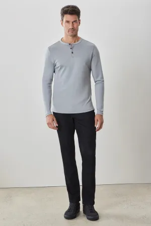 The Barakett Long-Sleeve Henley - Monument Grey