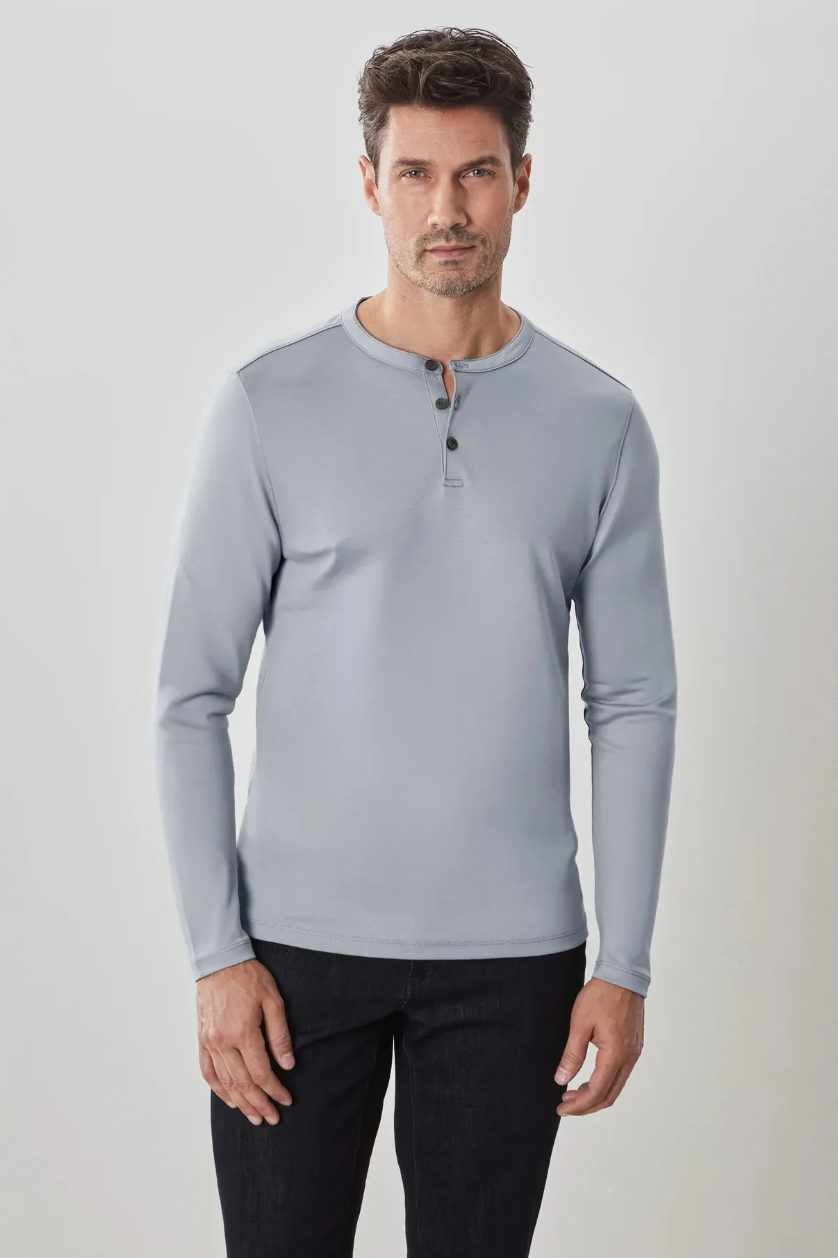 The Barakett Long-Sleeve Henley - Monument Grey