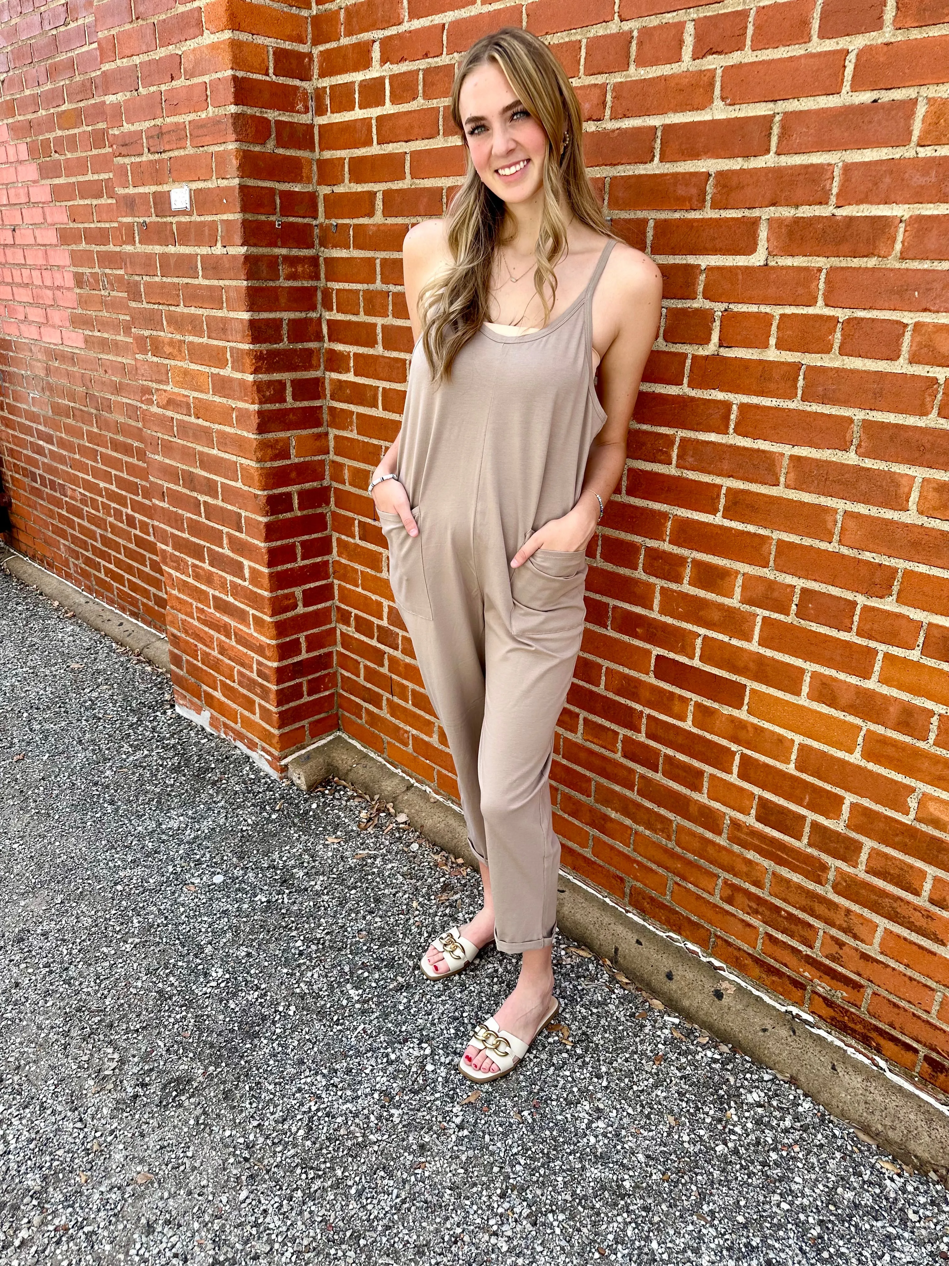 The Best Times Jumpsuit: Ash Mocha