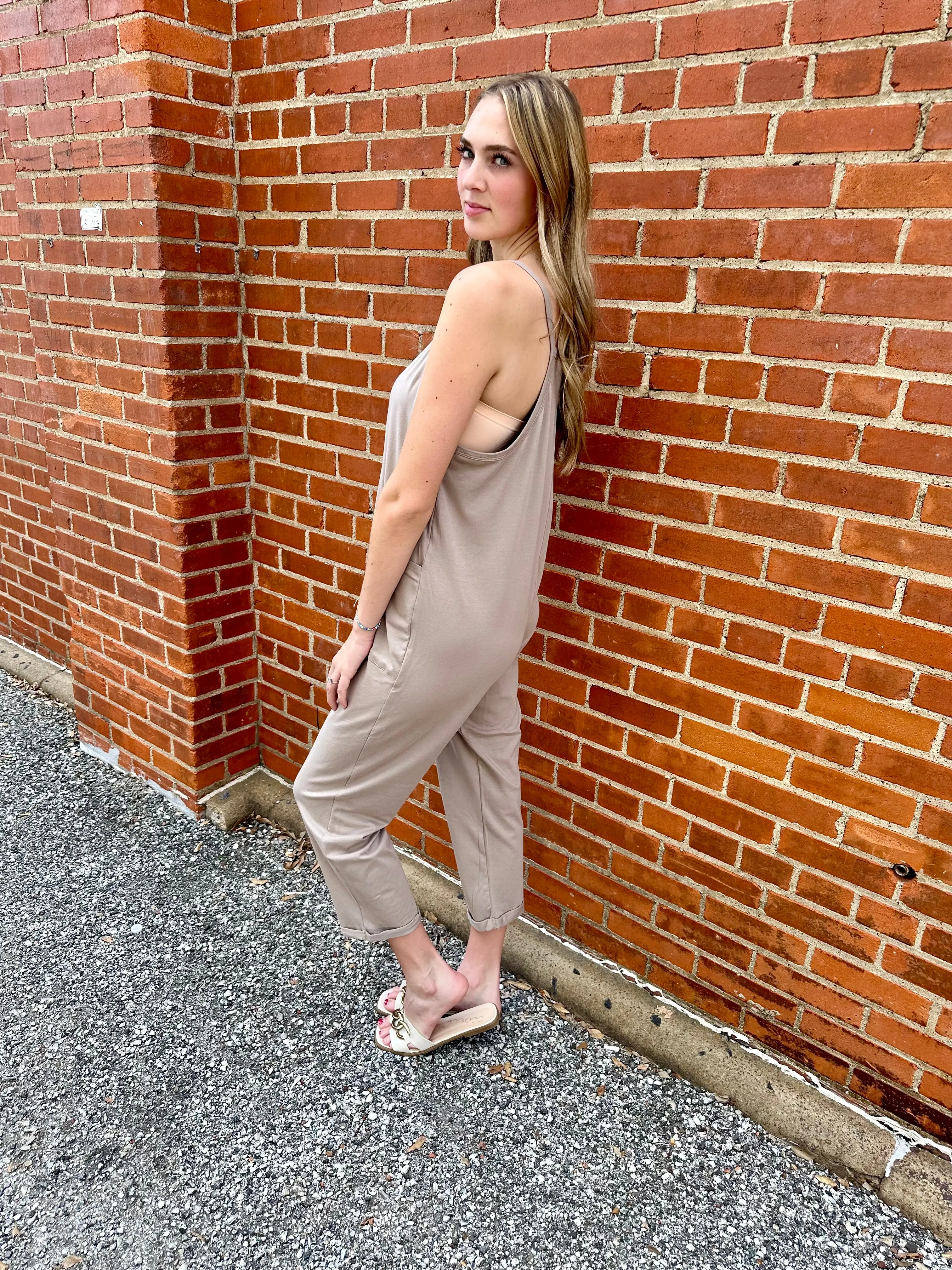 The Best Times Jumpsuit: Ash Mocha