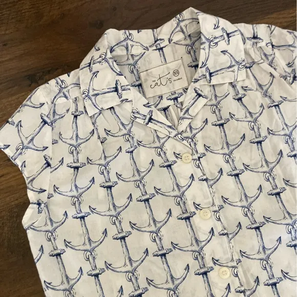 The Cat's Pajamas Women's XS Anchors Away Luxe Pima Capri Pajama Set