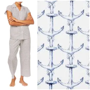 The Cat's Pajamas Women's XS Anchors Away Luxe Pima Capri Pajama Set